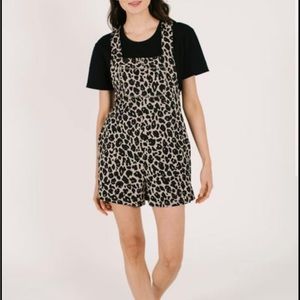 Smash + Tess shorty romperalls in Lexi Leopard